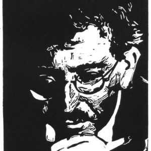 Walter Benjamin, around 1927, linoprint/paper, 23 x 14 cm, 2017