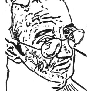 Roberto Bolaño, linoprint/paper, 20,3 x 15 cm, 2014