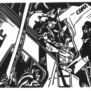 Metro accident Mexico City, linoprint/paper, 16,2 x 22,8 cm, 2021