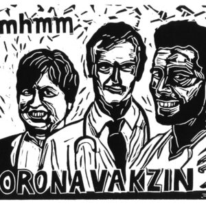 Corona Vakzin, linoprint/paper, 17,2 x 23 cm, 2021