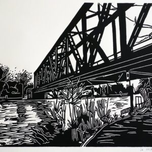 Schwielowsee bridge, linoprint/paper, 25 x 30 cm, 2020