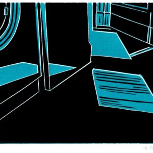 Kitchen lights, linoprint/paper, 15 x 20 cm, 2021