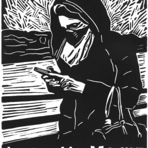 Preferably with mask, linoprint/paper, 20 x 15 cm, 2020