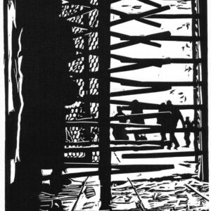 Mexico, bus station, linoprint/paper, 25 x 20,1 cm, 2017