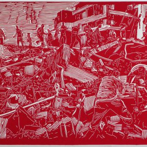 Moment, linoprint/cotton, 40 x 60 cm, 2008