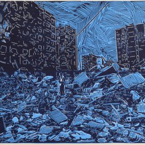 Motiv, linoprint/cotton, 40 x 60 cm, 2008