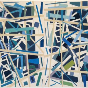 Fixed parts – optical movement, marker/linoprints/acrylics/cotton, 2 x 150 x 100 cm, 2013