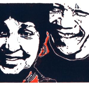 Winnie and Nelson, linoprint/paper, 12 x 22,2 cm, 2018