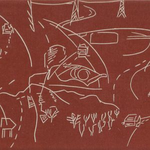 Bus ride Barcelona Madrid 1, linoprint/cotton, 20 x 50 cm, 2005