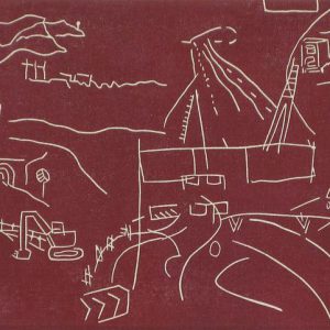 Bus ride Barcelona Madrid 2, linoprint/cotton, 20 x 50 cm, 2005