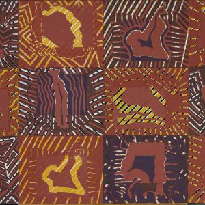 Two cut-phases of six african countries, linoprints/acrylics/cotton, 60 x 100 cm, 1994