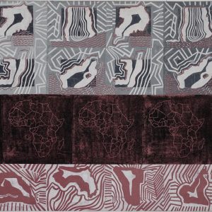 Afrikarten 3, linoprints/acrylics/cotton, 90 x 150 cm, 1994