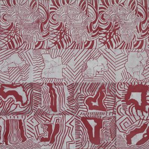 Afrikarten 2, linoprints/acrylics/cotton, 90 x 150 cm, 1994
