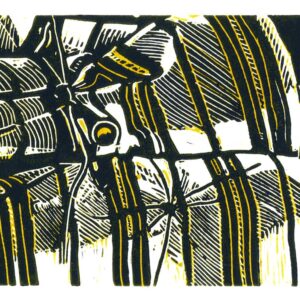 Weberknecht, harvestman, linoprint/paper, 10,4 x 16,7 cm, 2018