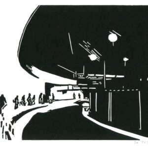 Mexico airport, linoprint/paper, 15 x 19,5 cm, 2023